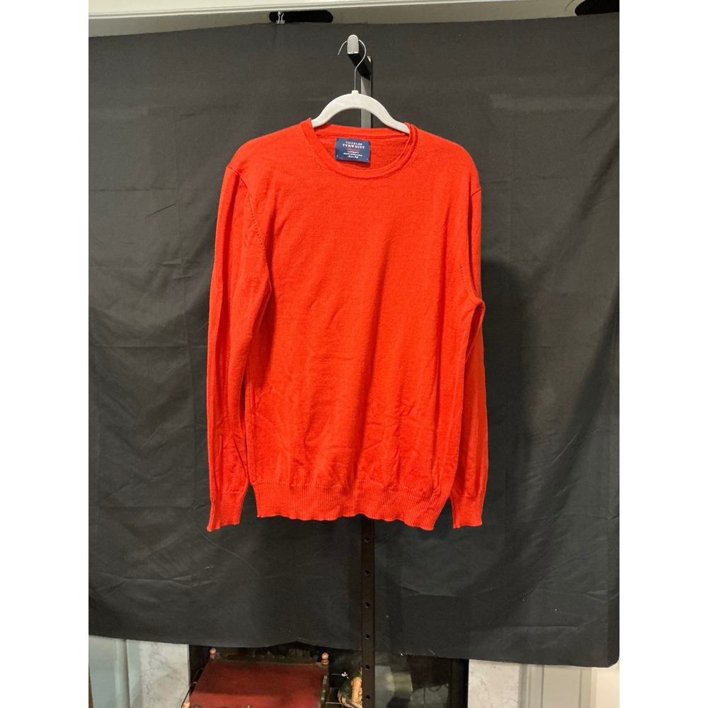 Charles Tyrwhitt Weekend Burnt Orange Merino Wool Crew Neck Sweater Mens L Italy